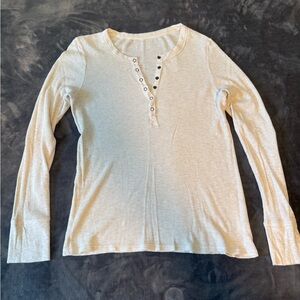 Cream Long Sleeve Henley Top